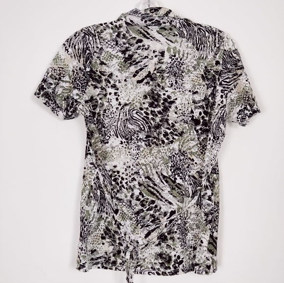 Classic Editions Women's Button Down Sheer Lace Blouse Shirt Leopard Size Medium - Picture 5 of 9